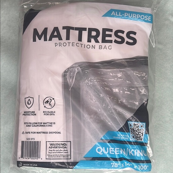 Other - All-Purpose Mattress Protection Bag - Clear, Queen or King Size